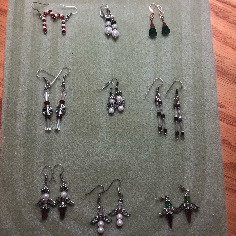 Handmade Christmas earrings.